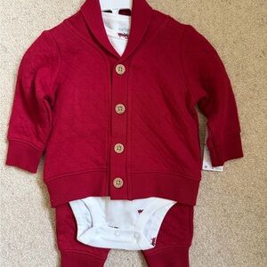 Carter's Red Baby Cardigan with White Onesie